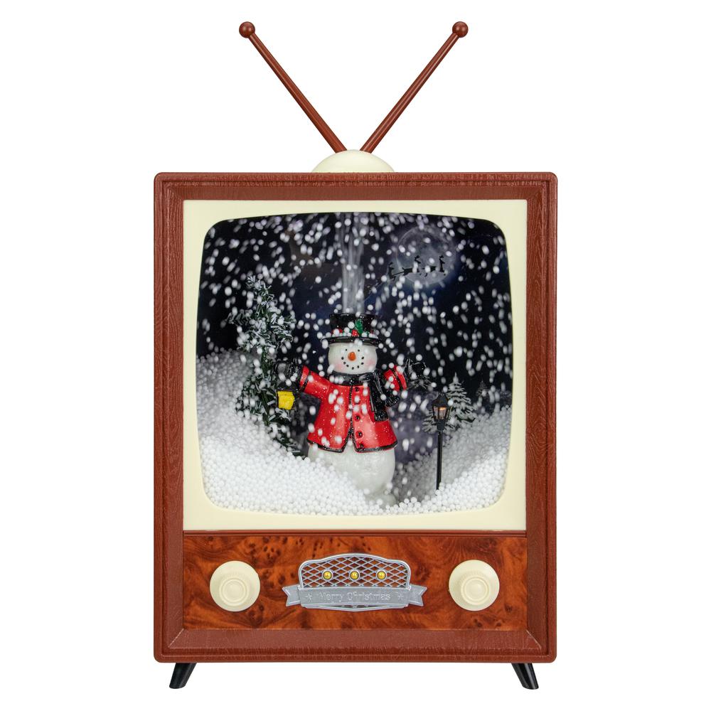 12" LED Lighted Musical Snowing Snowman TV Set Christmas Decoration. Picture 1