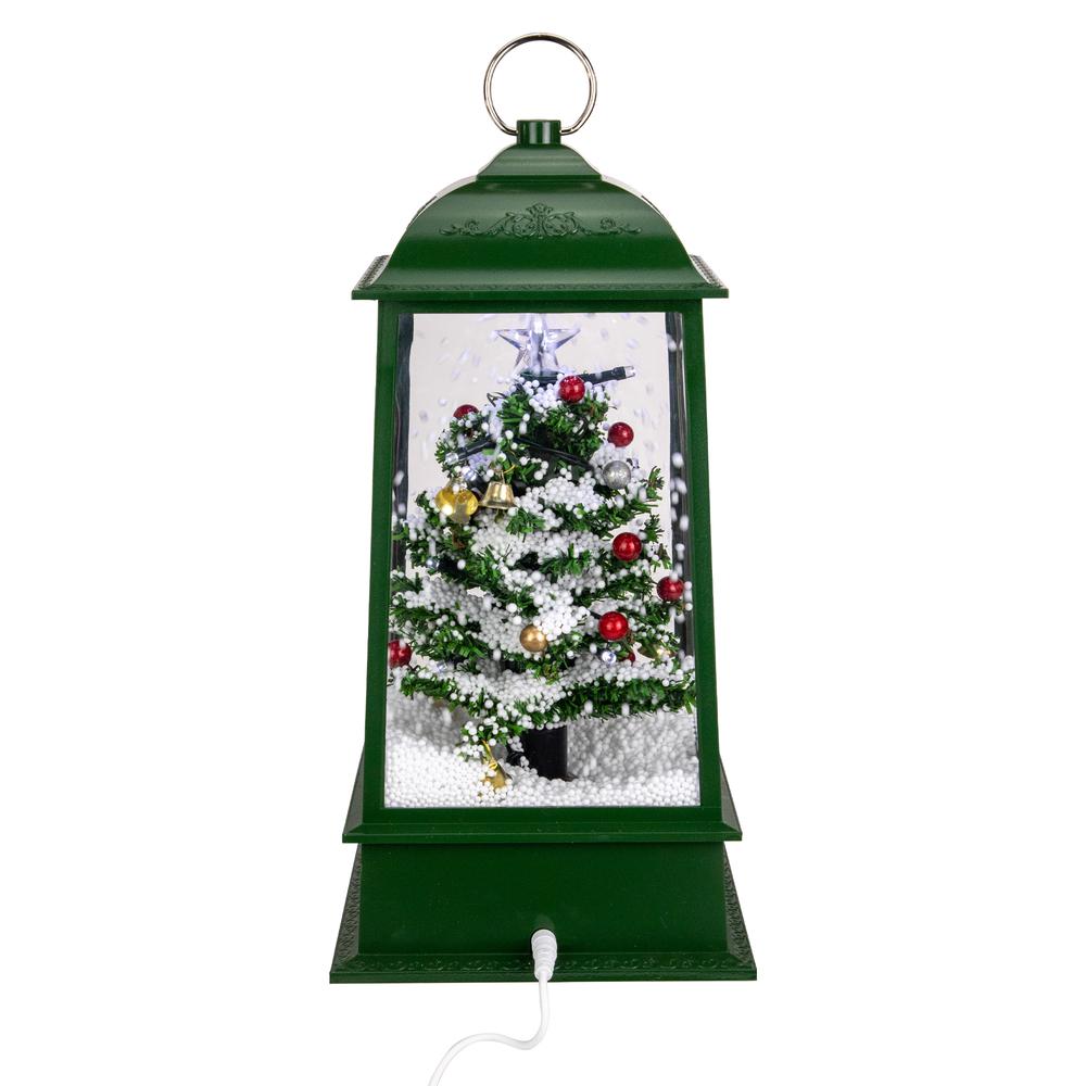 13.5" LED Lighted Snowing Musical Christmas Tree Lantern. Picture 3