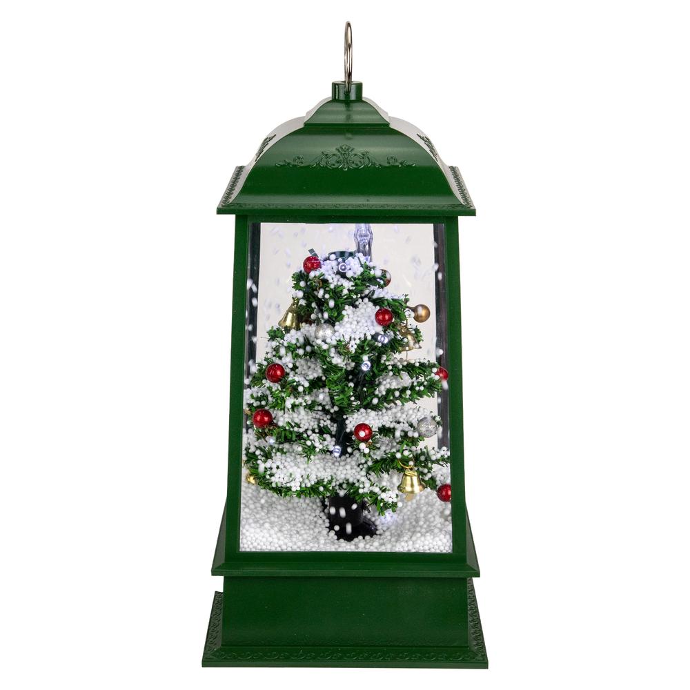 13.5" LED Lighted Snowing Musical Christmas Tree Lantern. Picture 4