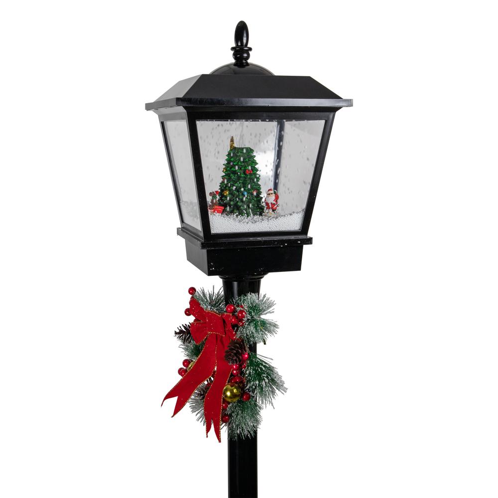 70.75" Lighted Musical Snowing Santa and Friends Christmas Street Lamp. Picture 4