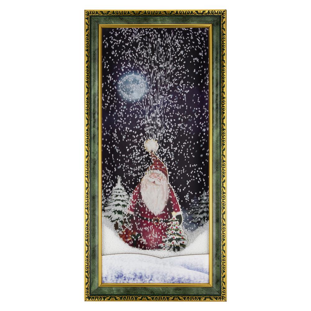 31" LED Lighted Musical Snowing Santa Wall Plaque. Picture 1