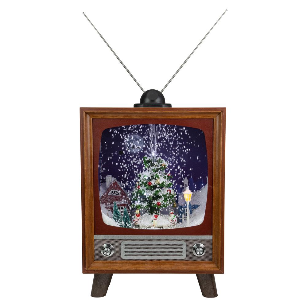 21" LED Lighted Musical Snowing Christmas Tree TV Set  Decoration. Picture 1