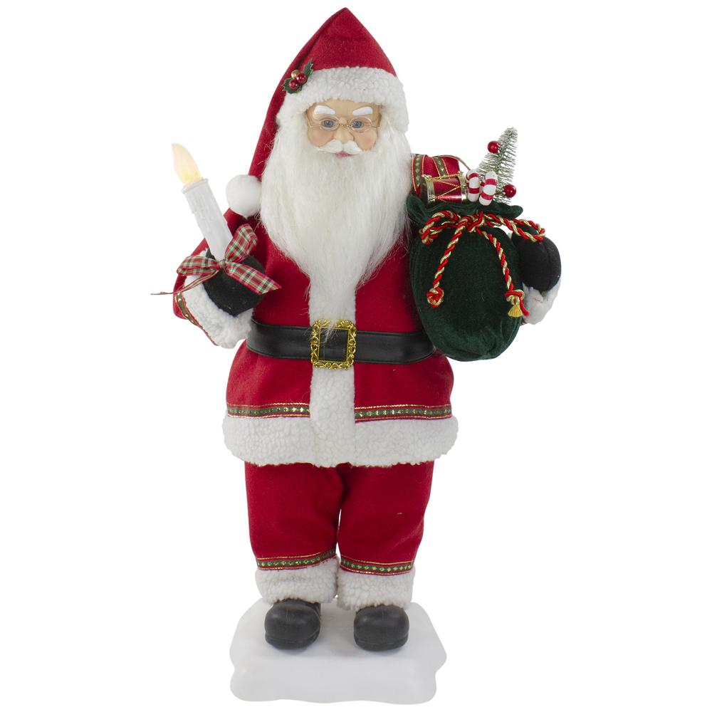 24-Inch Animated Santa Claus with Lighted Candle Musical Christmas Figure. Picture 1