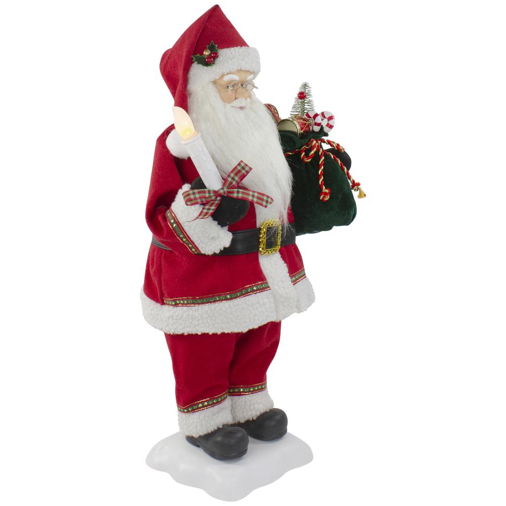 24-Inch Animated Santa Claus with Lighted Candle Musical Christmas Figure. Picture 3