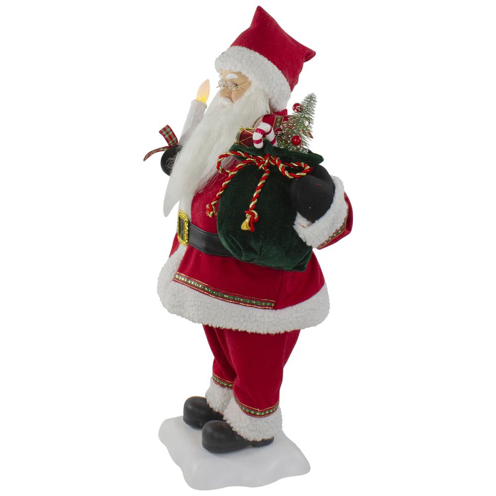 24-Inch Animated Santa Claus with Lighted Candle Musical Christmas Figure. Picture 4