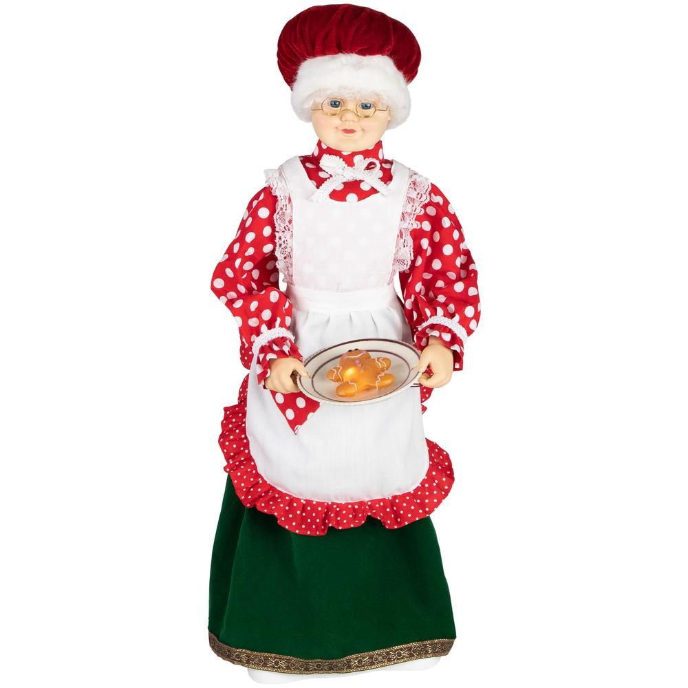 24" Animated and Musical Mrs. Claus with Gingerbread Cookie Christmas Figure. Picture 1