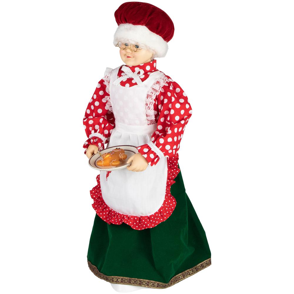 24" Animated and Musical Mrs. Claus with Gingerbread Cookie Christmas Figure. Picture 3