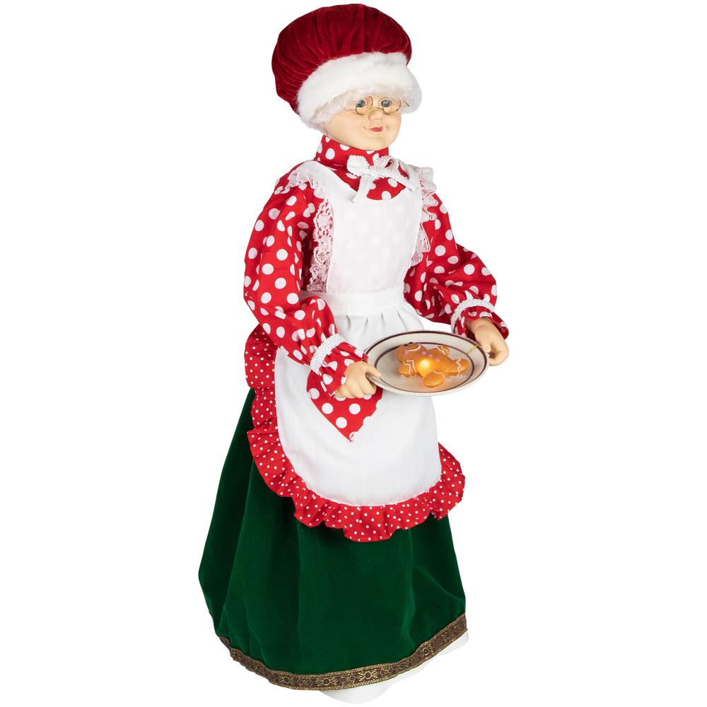 24" Animated and Musical Mrs. Claus with Gingerbread Cookie Christmas Figure. Picture 4