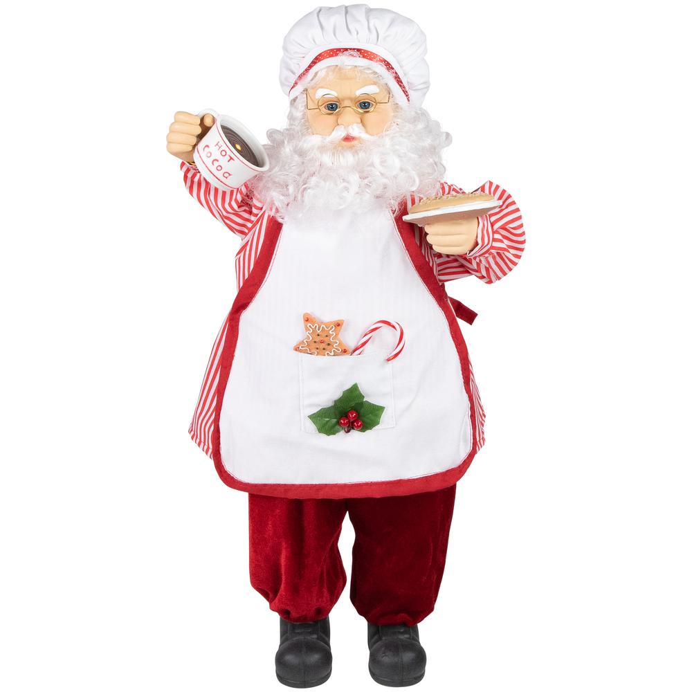 24" Musical Chef Santa Claus With Hot Cocoa and Cookie Christmas Figure. Picture 1