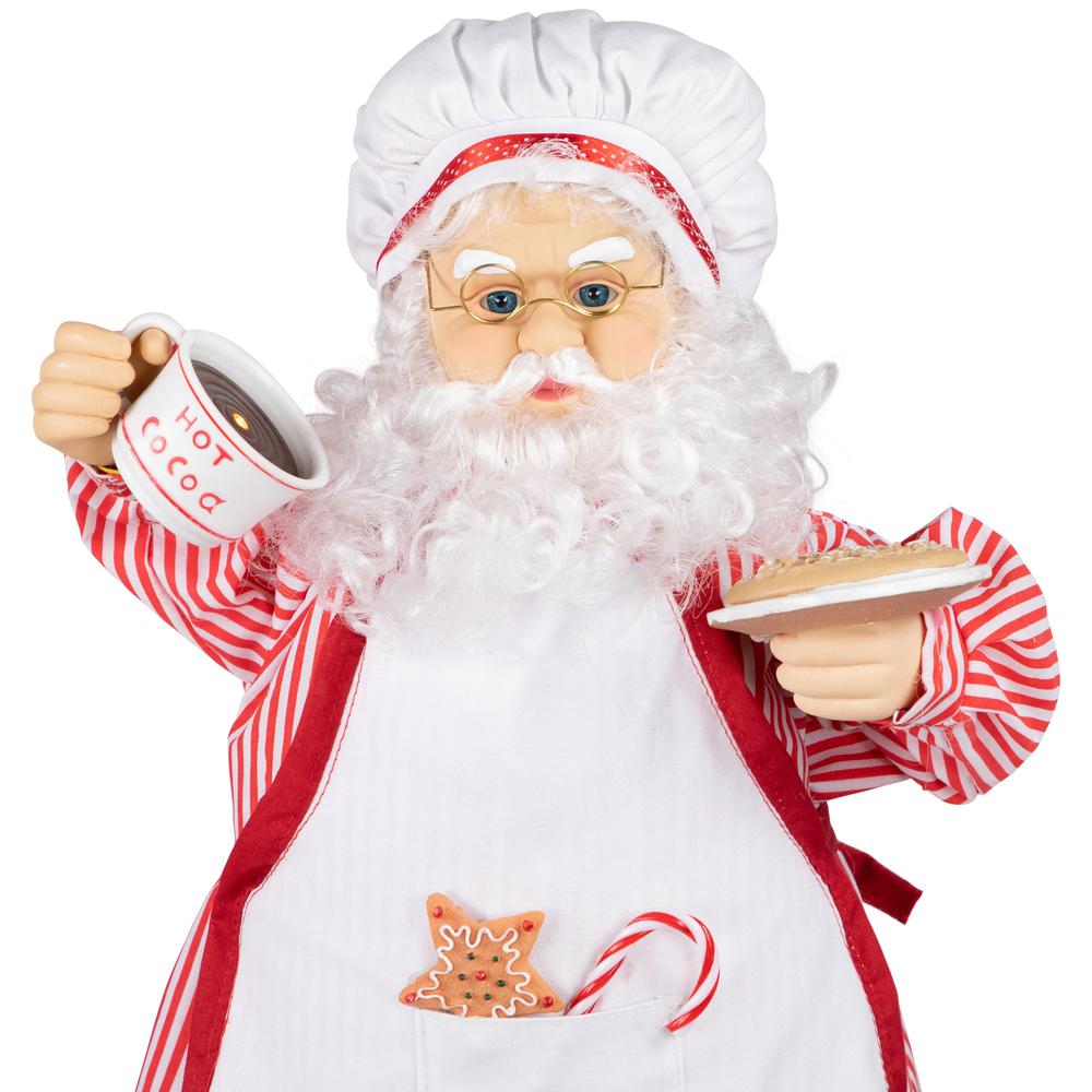 24" Musical Chef Santa Claus With Hot Cocoa and Cookie Christmas Figure. Picture 2