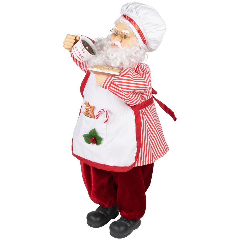 24" Musical Chef Santa Claus With Hot Cocoa and Cookie Christmas Figure. Picture 3