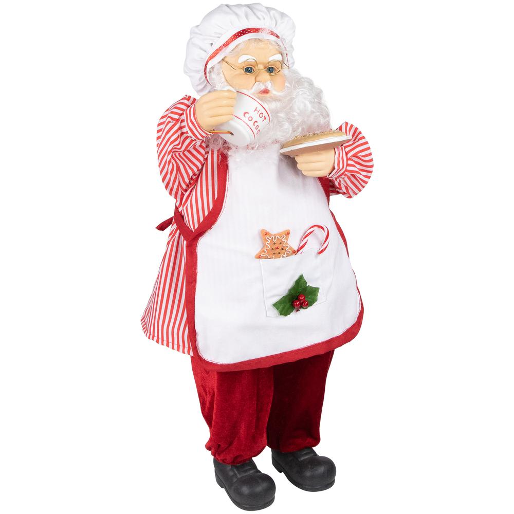 24" Musical Chef Santa Claus With Hot Cocoa and Cookie Christmas Figure. Picture 4