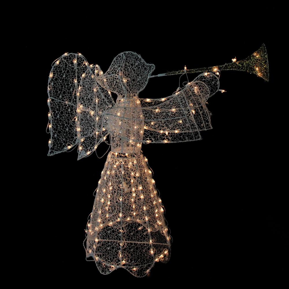44" White and Clear 3D Pre-Lit Trumpeting Angel Outdoor Christmas Yard Decor. Picture 3