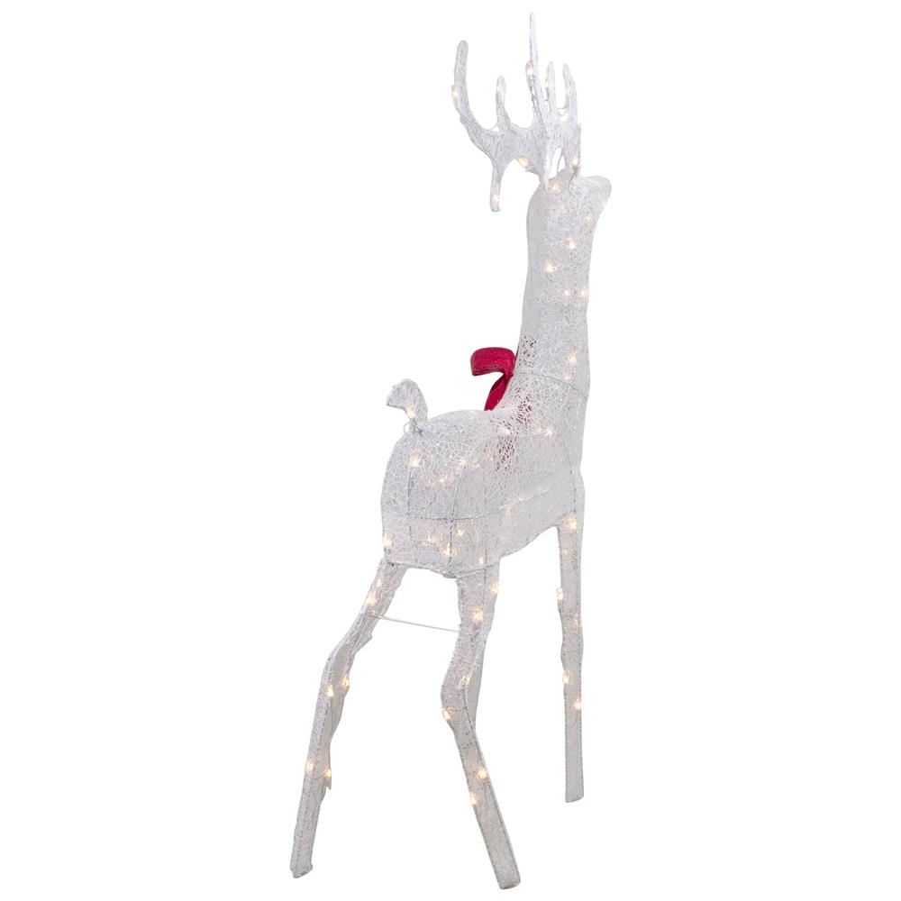 52" Lighted White Mesh Standing Buck Outdoor Christmas Decoration - Clear Lights. Picture 4