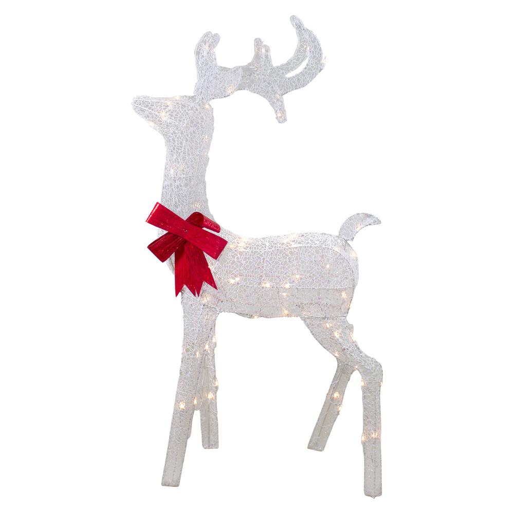 52" Lighted White Mesh Standing Buck Outdoor Christmas Decoration - Clear Lights. Picture 1