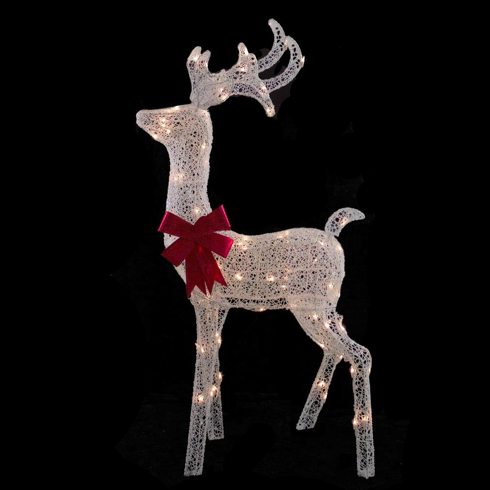 52" Lighted White Mesh Standing Buck Outdoor Christmas Decoration - Clear Lights. Picture 2