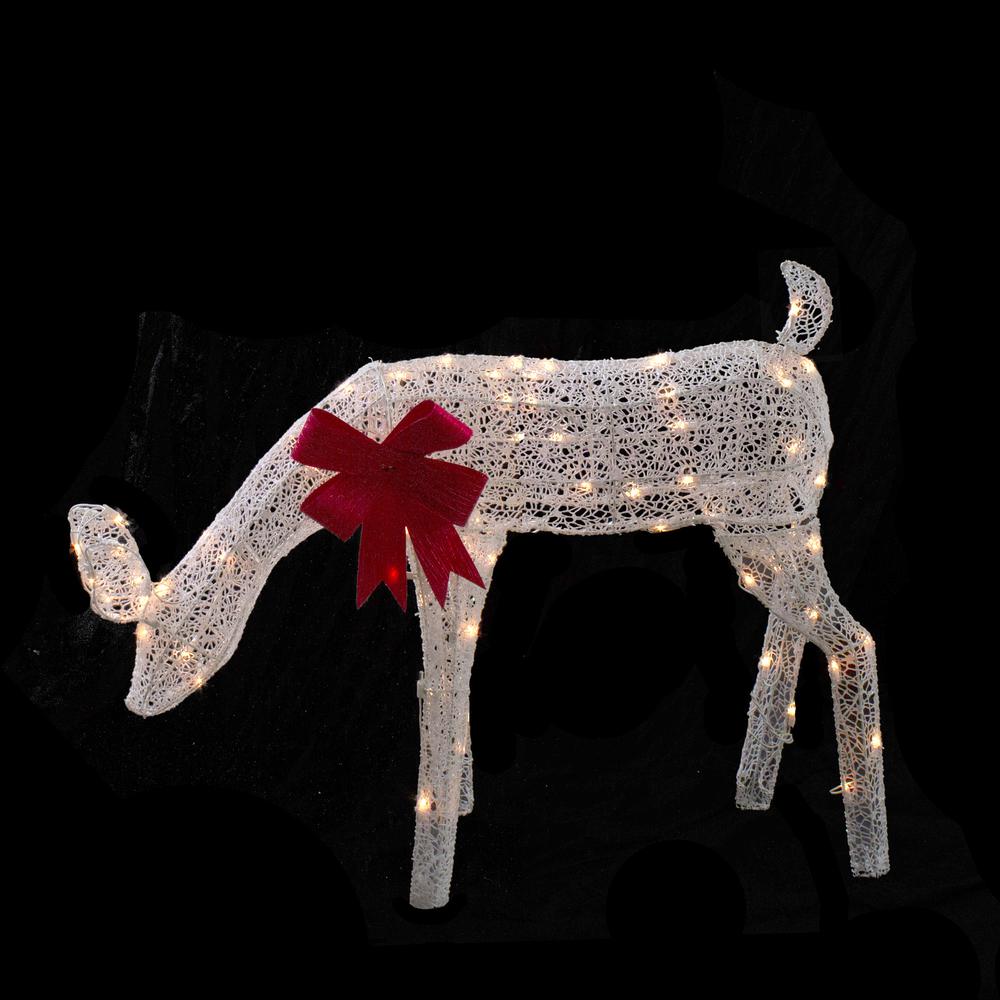 37" Lighted White Mesh Feeding Doe Outdoor Christmas Decoration - Clear Lights. Picture 2