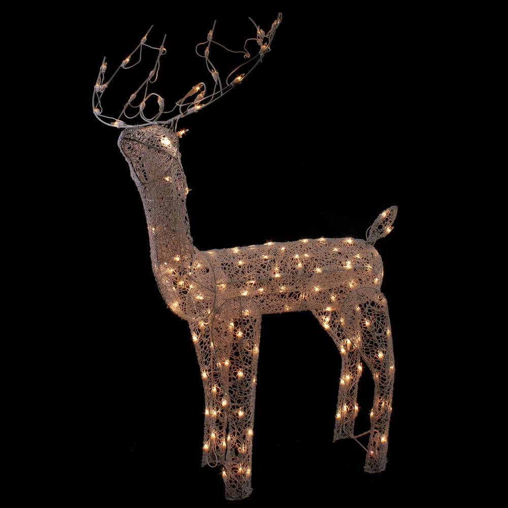 48-Inch Lighted White Mesh Buck Outdoor Christmas Decoration - Clear Lights. Picture 2