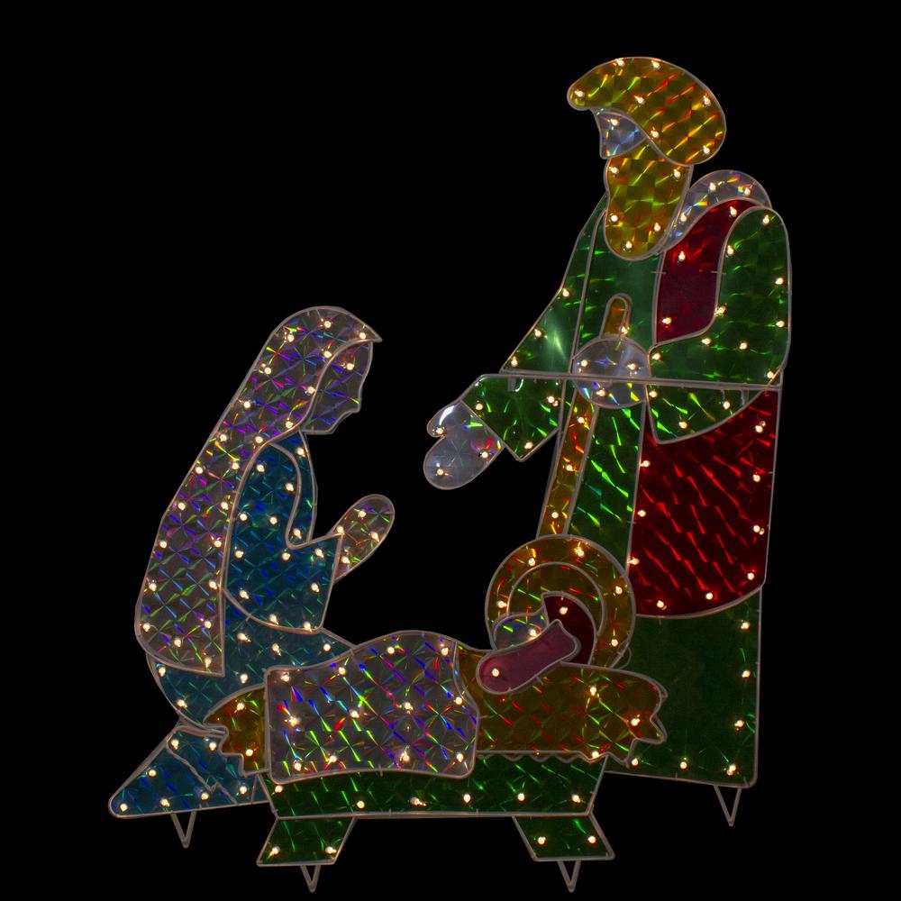 3-Piece Lighted Holographic Christmas Nativity Set Outdoor Decoration. Picture 2