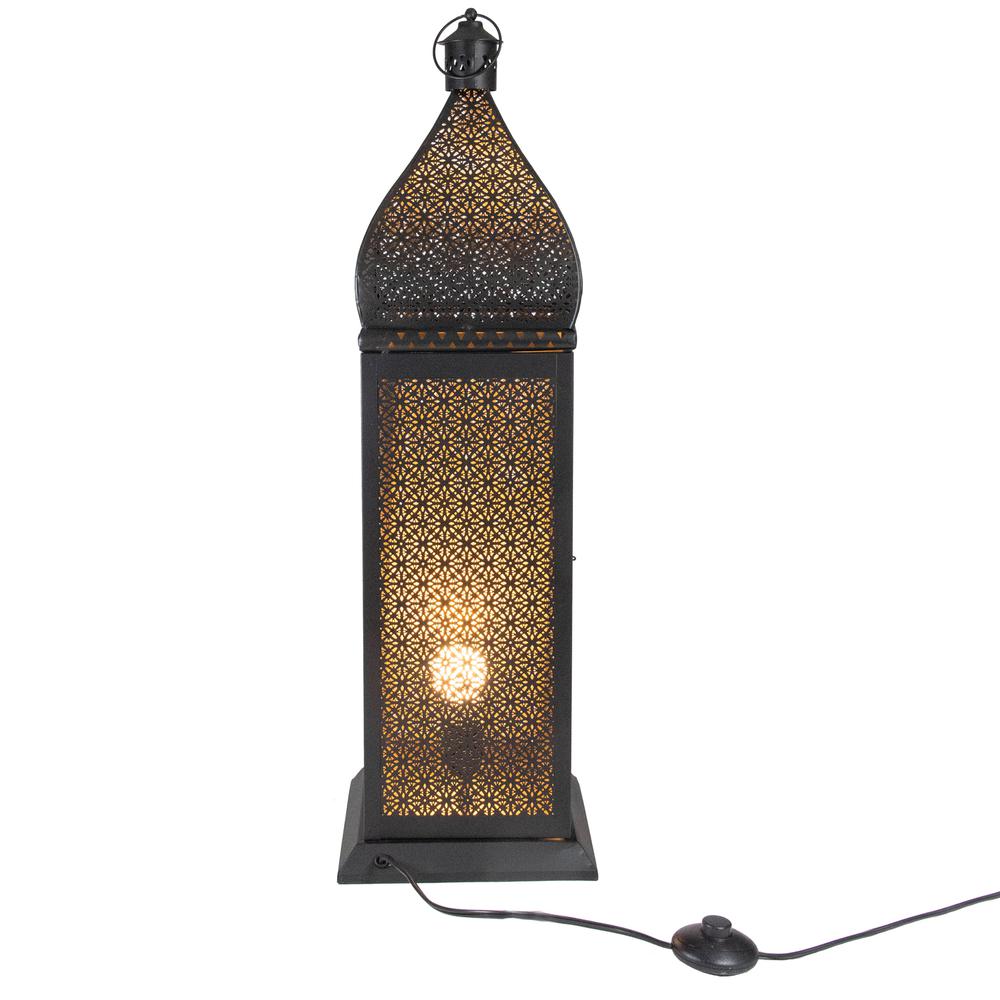 30.5" Black and Gold Moroccan Style Lantern Floor Lamp. Picture 5