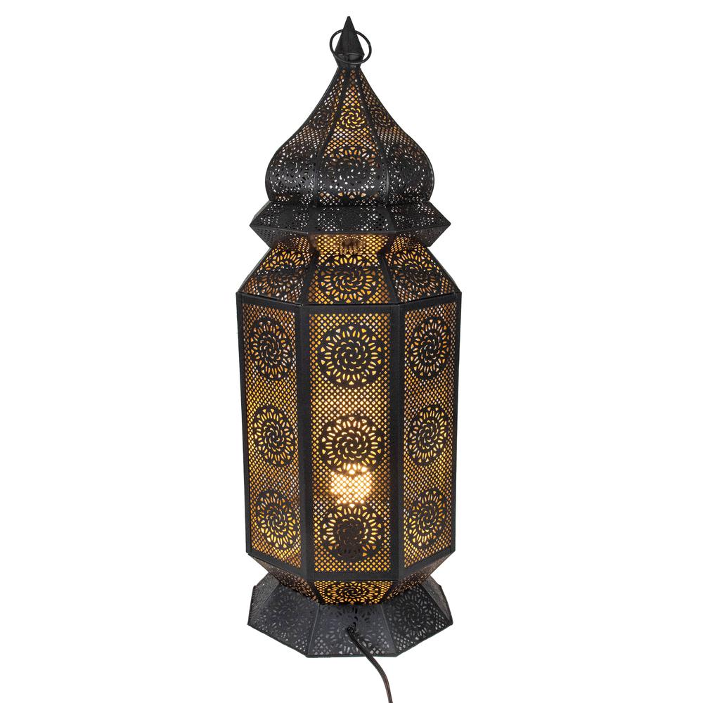 29.5" Black and Gold Moroccan Style Lantern Floor Lamp. Picture 4