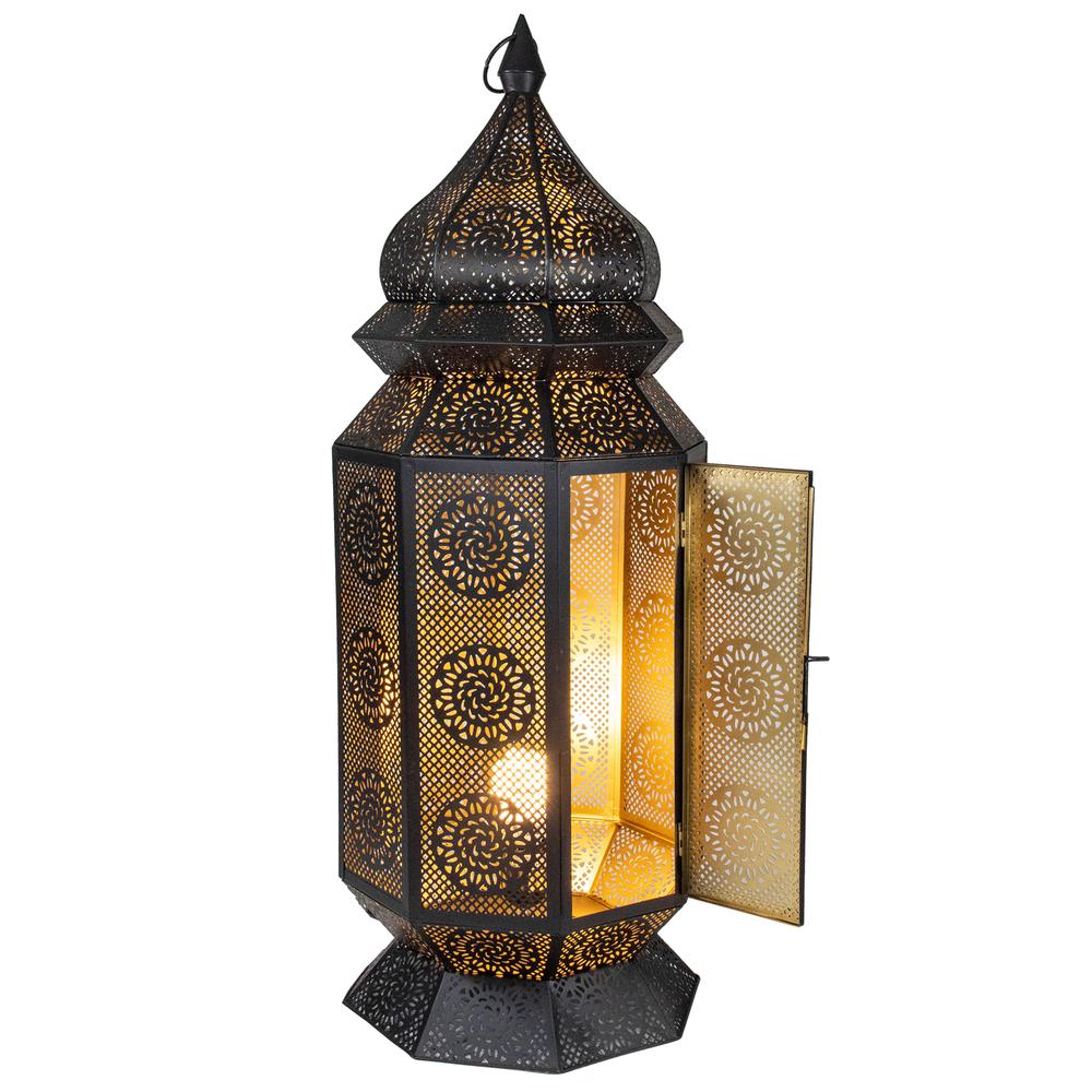 29.5" Black and Gold Moroccan Style Lantern Floor Lamp. Picture 3