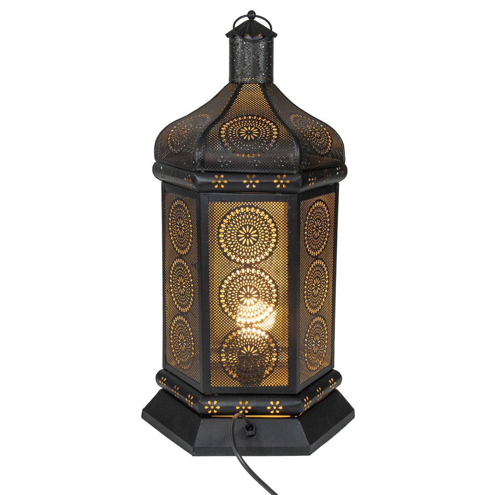 21.5" Black and Gold Moroccan Style Lantern Table Lamp. Picture 4