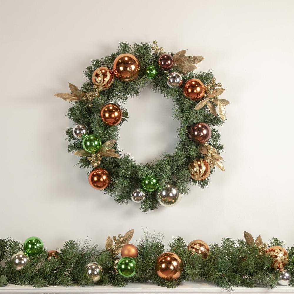 6' x 12'' Green Artificial Mixed Foliage with Ornaments Christmas Garland  Unlit. Picture 2