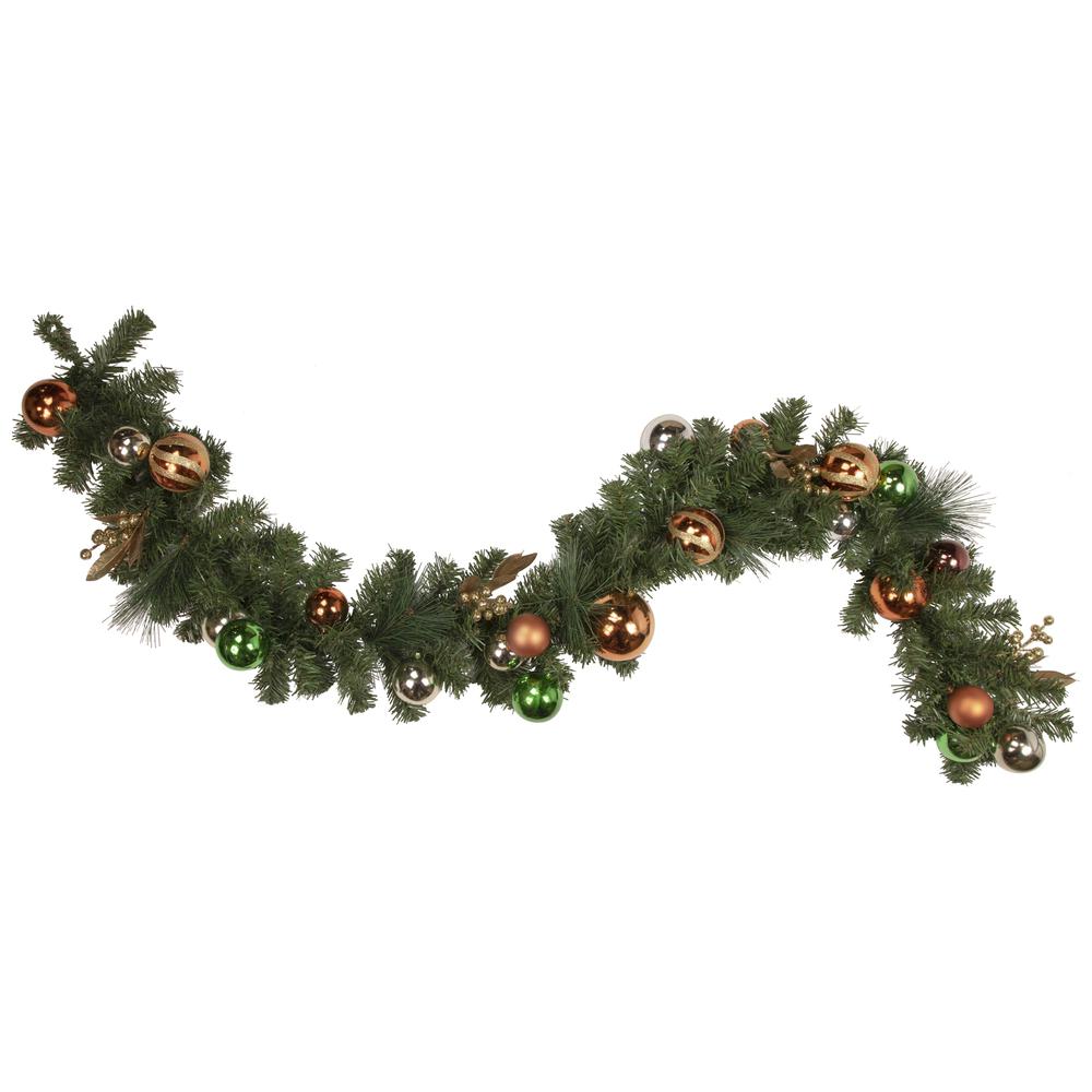 6' x 12'' Green Artificial Mixed Foliage with Ornaments Christmas Garland  Unlit. Picture 1