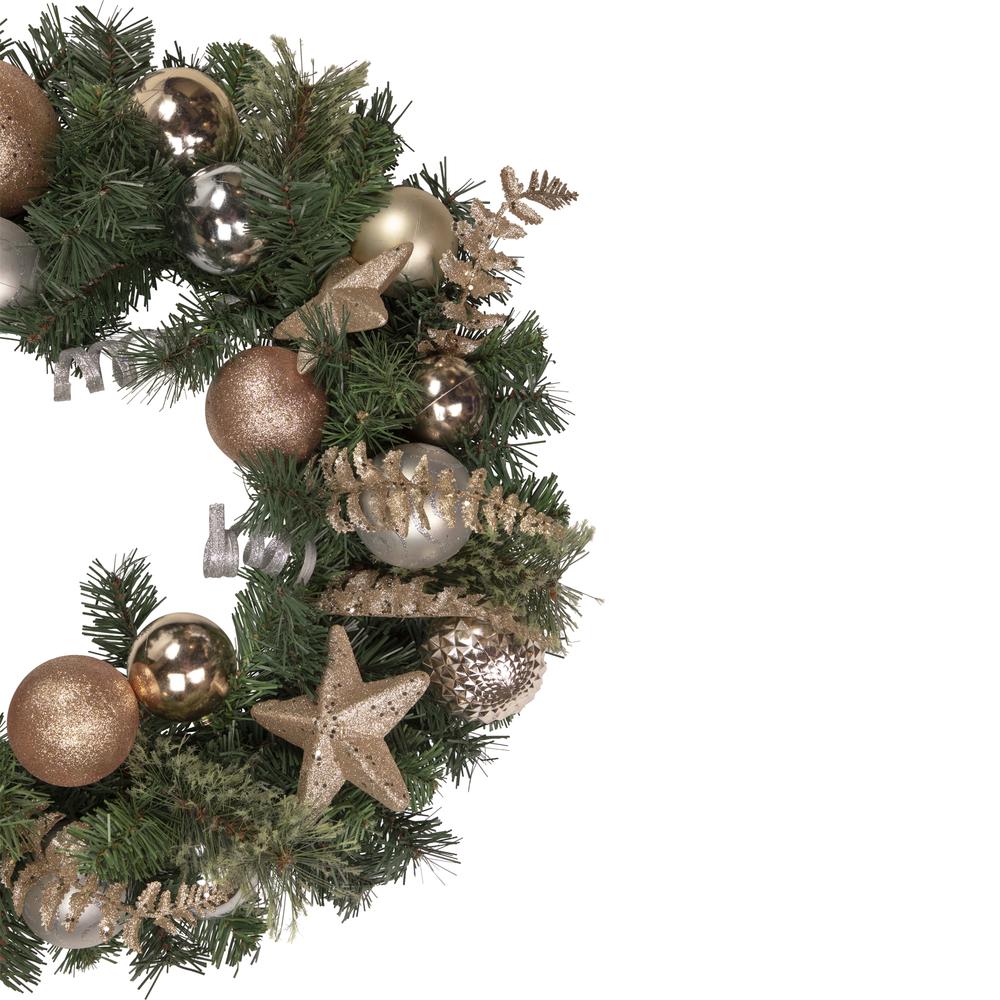 Pine and Ball Green Artificial Christmas Wreath - 24-Inch  Unlit. Picture 4