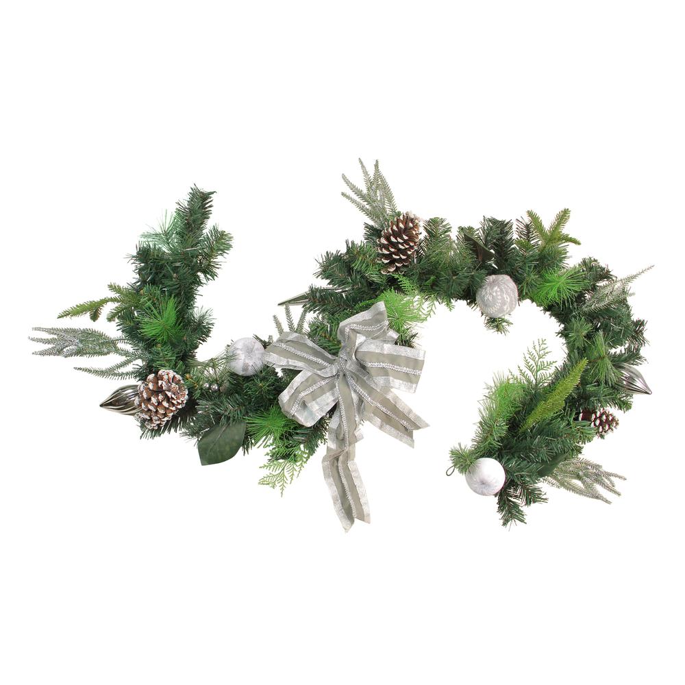 6' x 11" Bow and Pine Cone Artificial Christmas Garland - Unlit. Picture 1