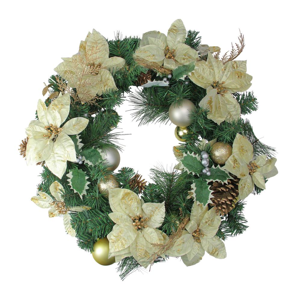 White and Green Pine Cone Artificial Christmas Wreath - 24-Inch  Unlit. Picture 1