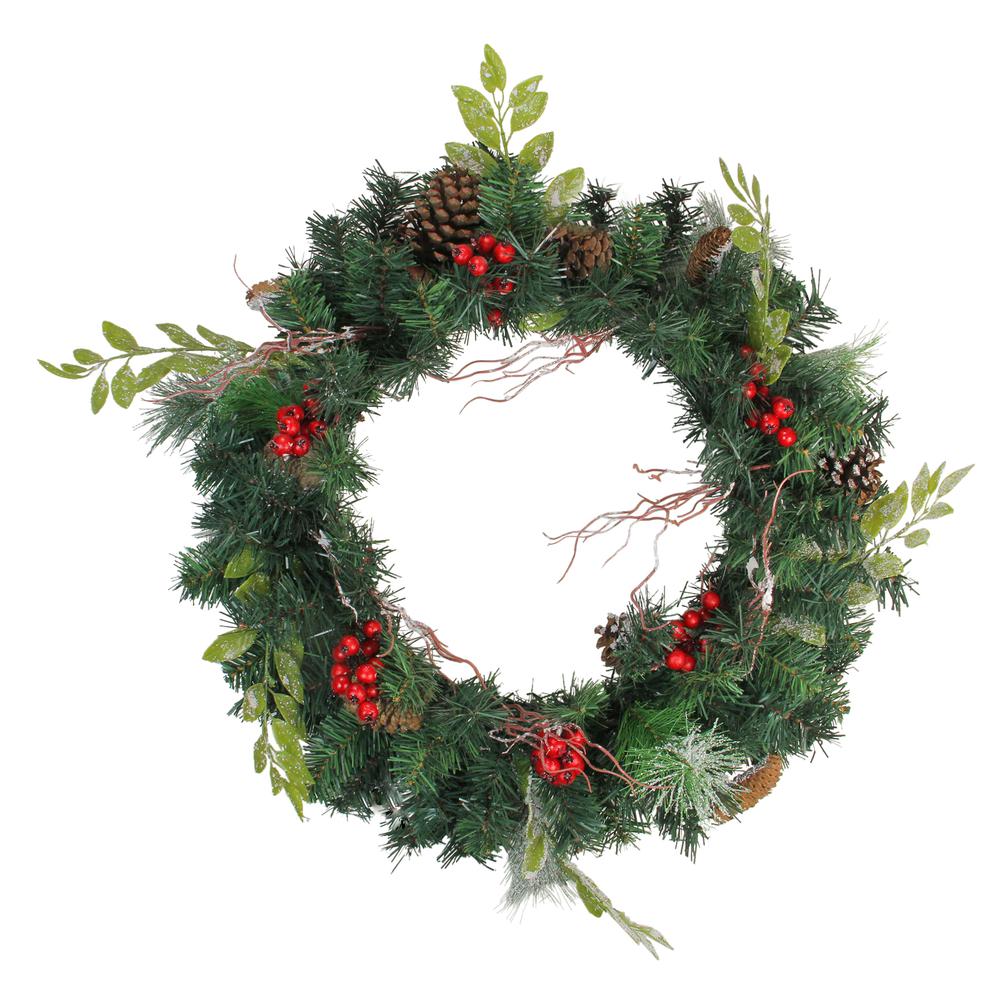 Pre-Decorated Frosted Pinecone and Berry Artificial Christmas Wreath - 24-Inch  Unlit. Picture 1