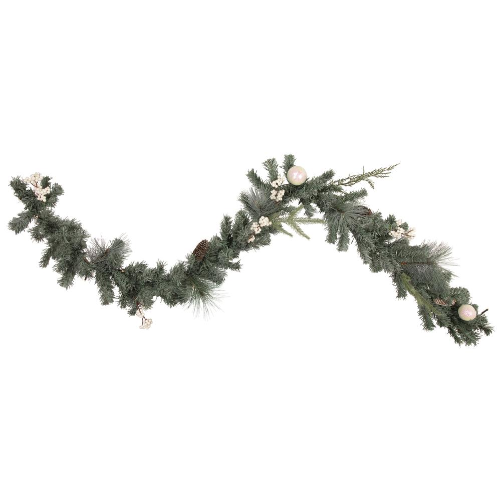 6' x 12" Decorated Pine Artificial Christmas Garland Warm White LED Lights. Picture 1