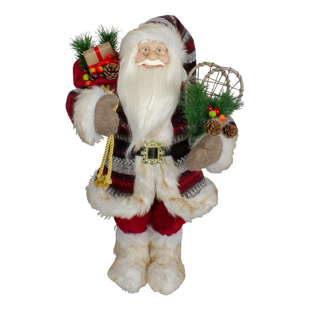 18" Standing Santa Christmas Figure with Snow Shoes and Fur Boots. Picture 1