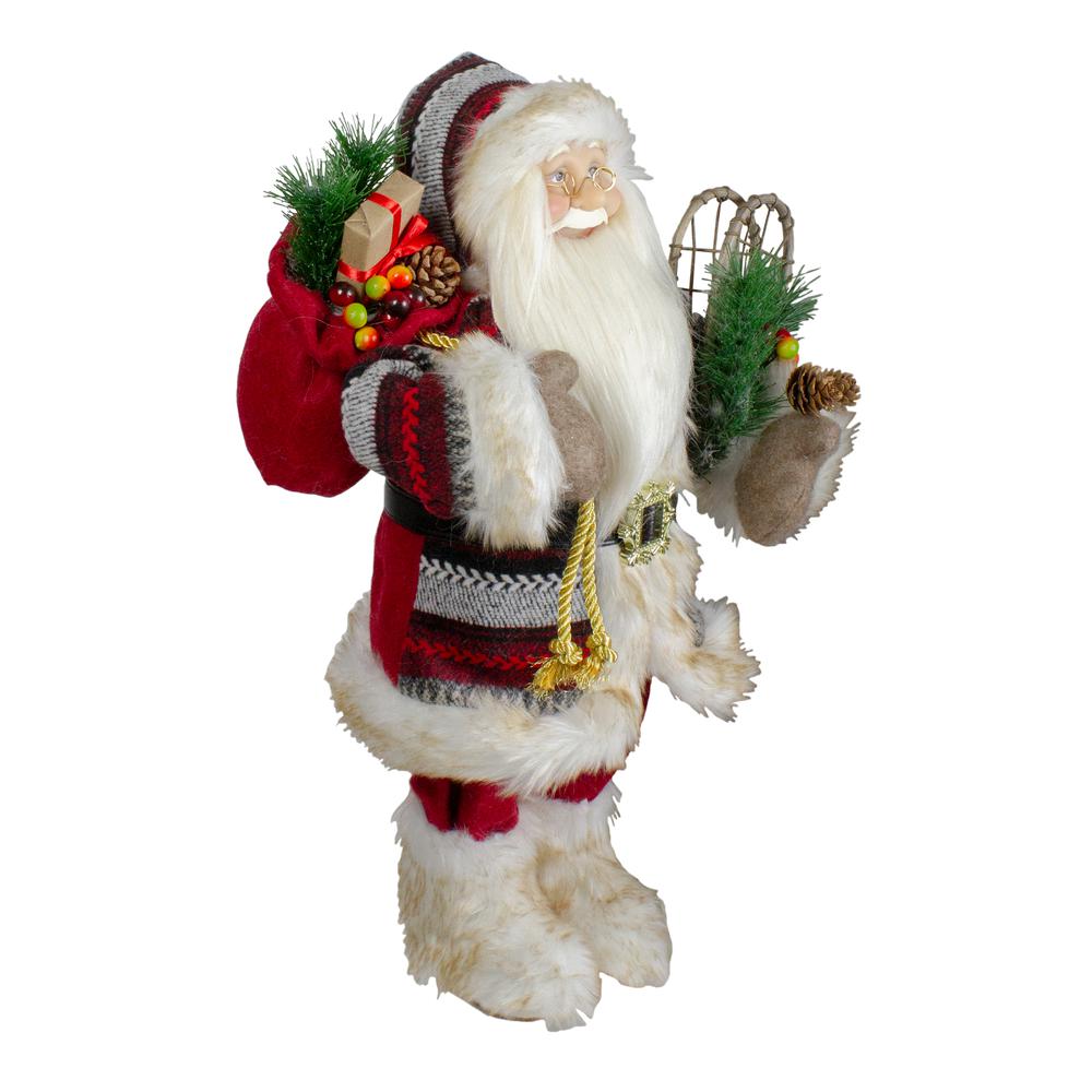 18" Standing Santa Christmas Figure with Snow Shoes and Fur Boots. Picture 4