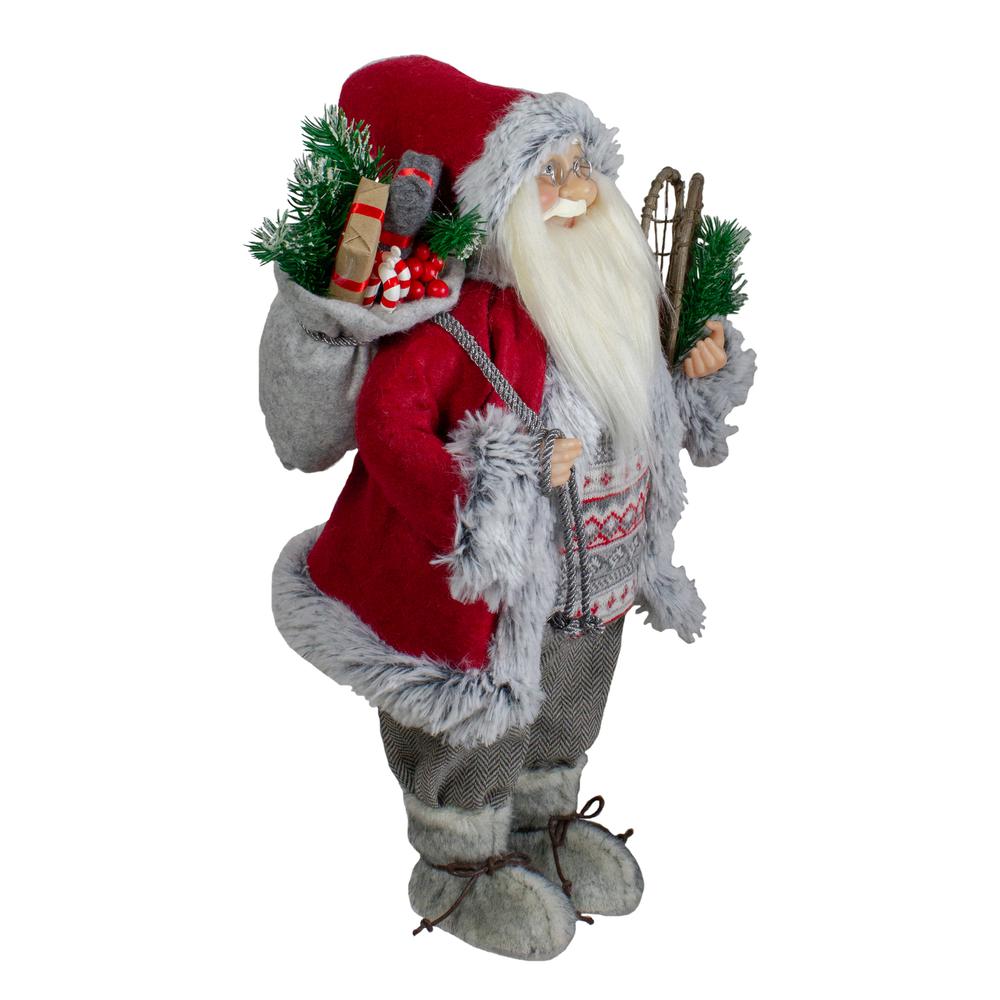 18" Standing Santa Christmas Figure with Snow Shoes and Presents. Picture 3