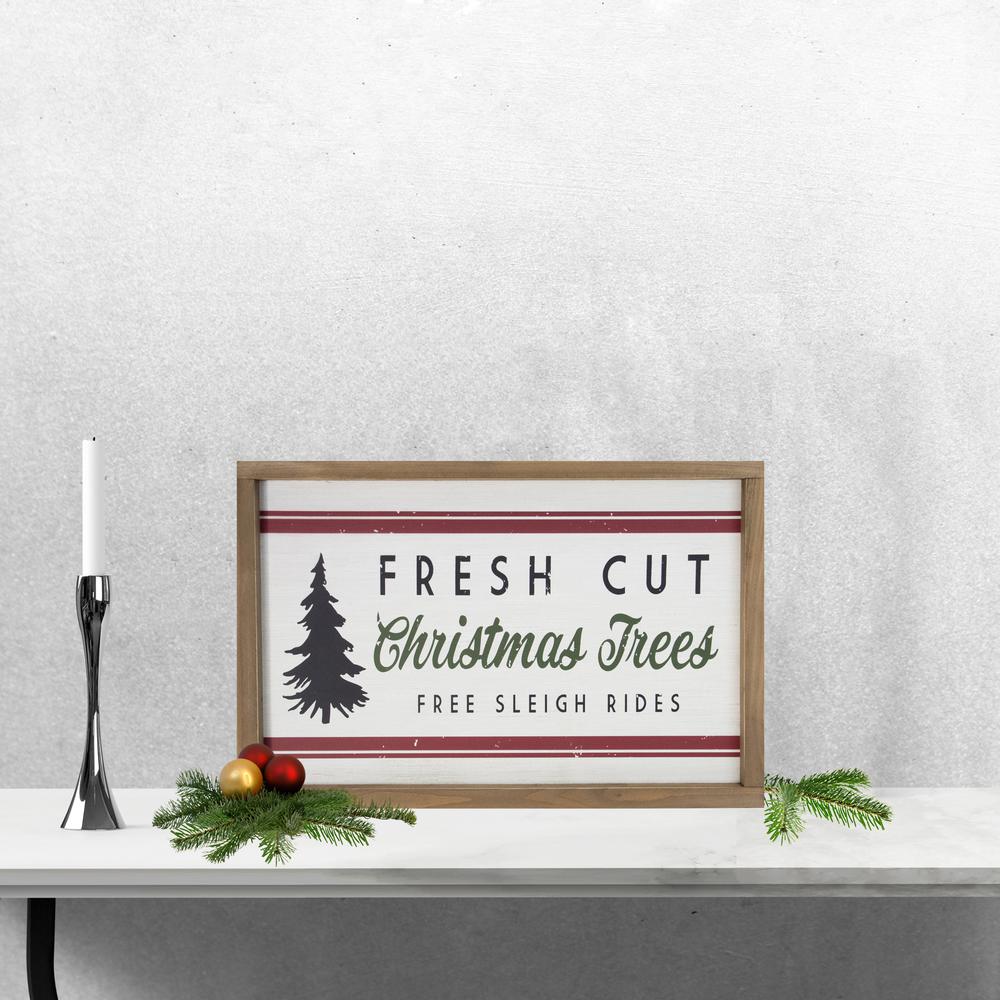 18" Wooden Framed "Fresh Cut Christmas Trees" Wall Sign. Picture 3