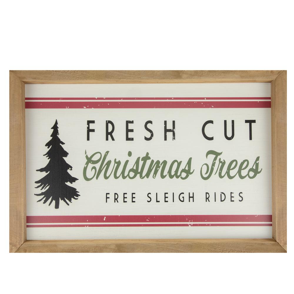 18" Wooden Framed "Fresh Cut Christmas Trees" Wall Sign. Picture 1