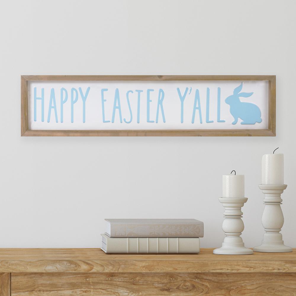 26" Wooden Framed "Happy Easter Y'all" Sign Spring Wall Decor. Picture 5
