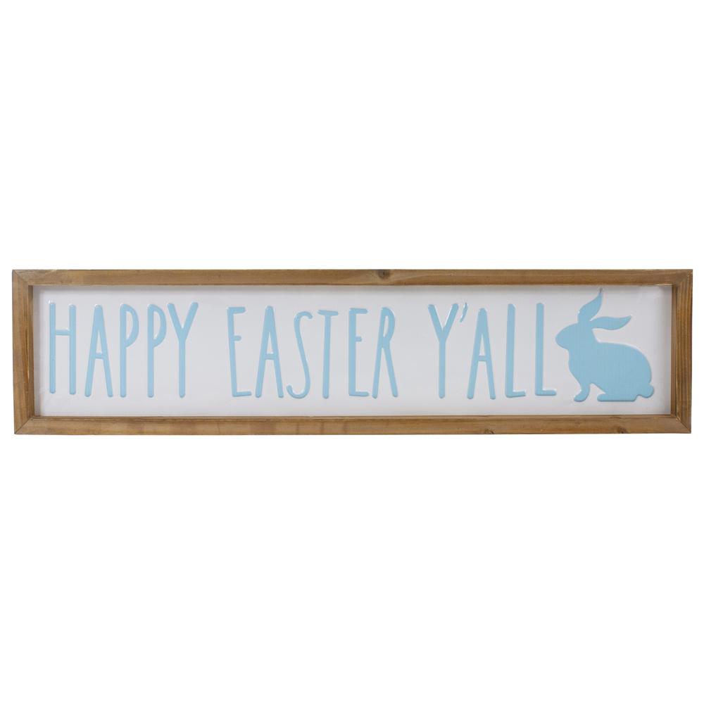 26" Wooden Framed "Happy Easter Y'all" Sign Spring Wall Decor. Picture 1