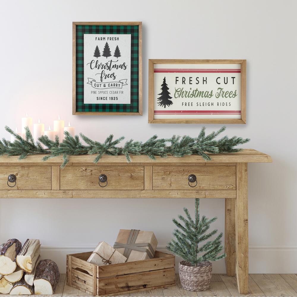 18" Wooden Framed "Fresh Cut Christmas Trees" Wall Sign. Picture 2