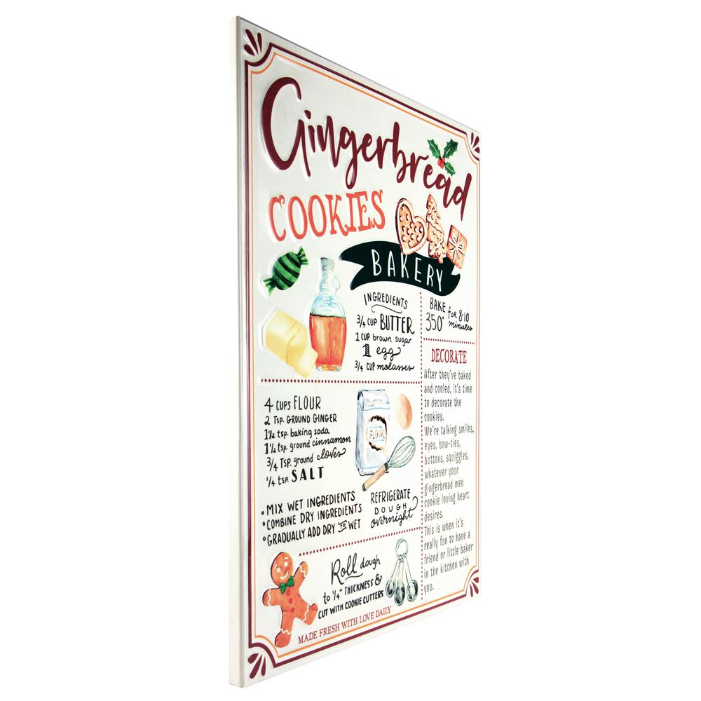 17.25" Gingerbread Christmas Cookies Recipe Metal Wall Plaque Sign. Picture 3