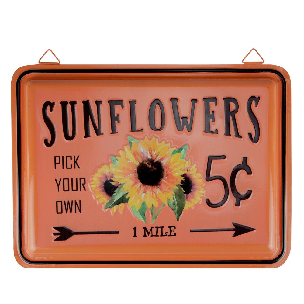 15" Fall Harvest Orange "Sunflowers" Wall Sign. Picture 1
