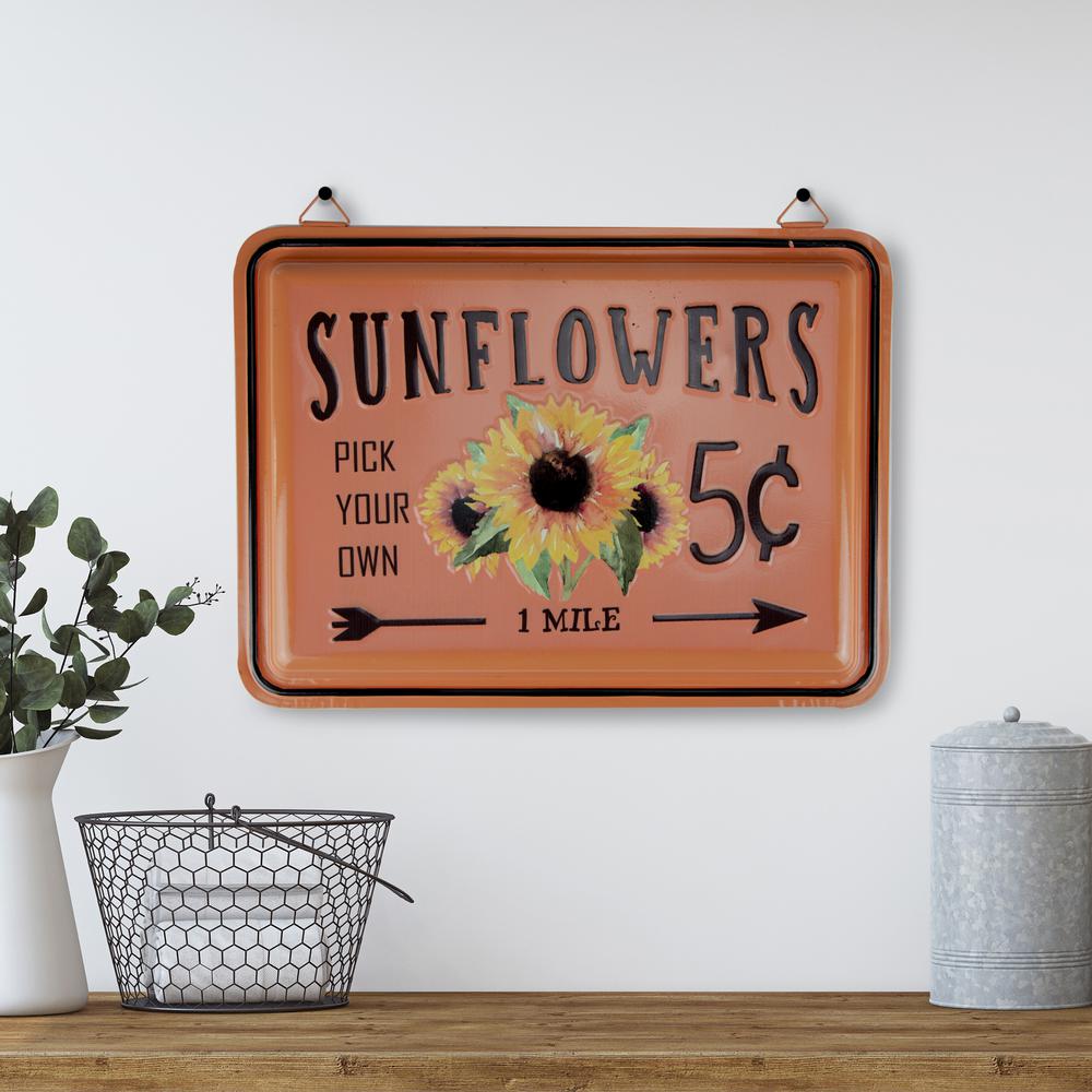 15" Fall Harvest Orange "Sunflowers" Wall Sign. Picture 2
