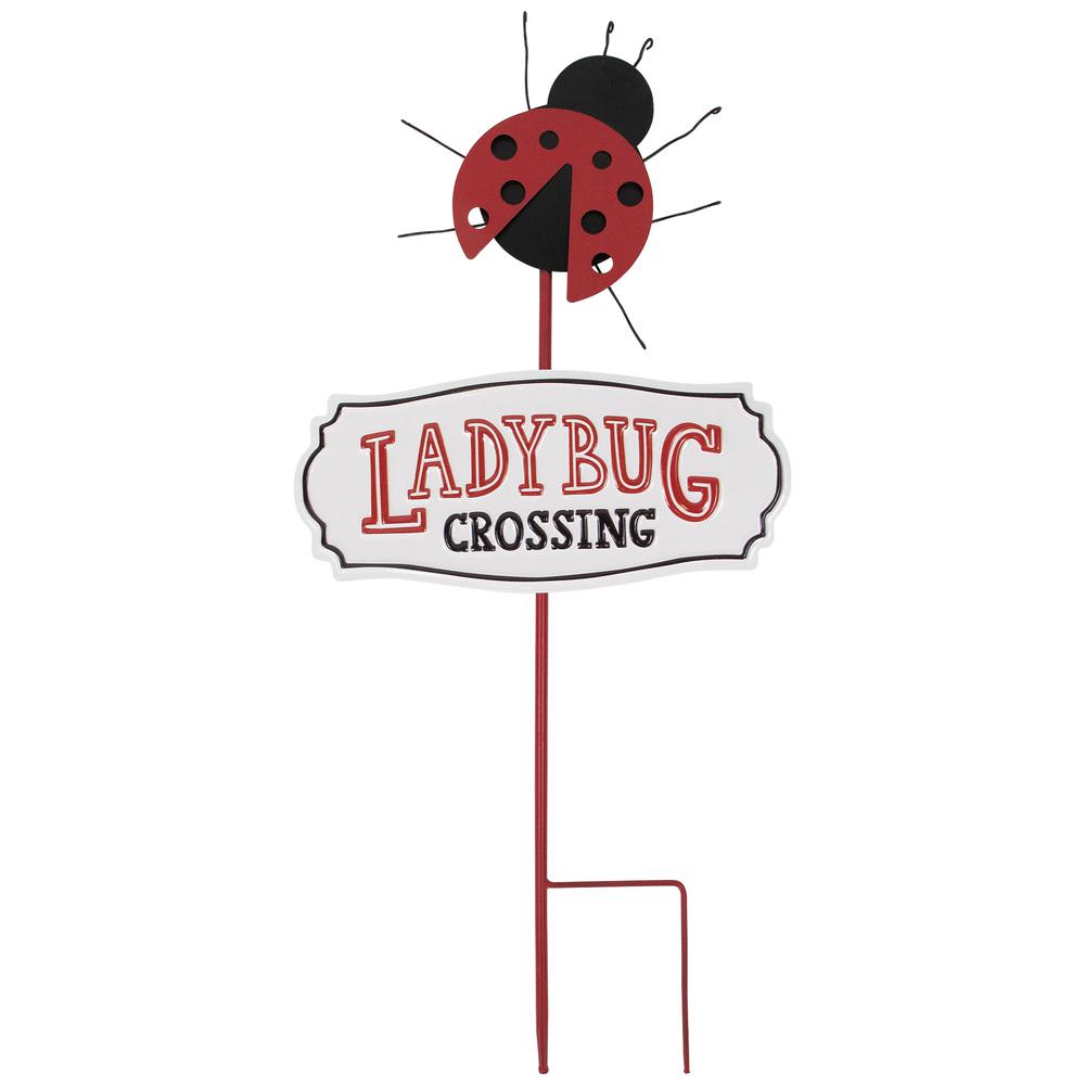 Ladybug Crossing Metal Outdoor Garden Stake - 23". Picture 1