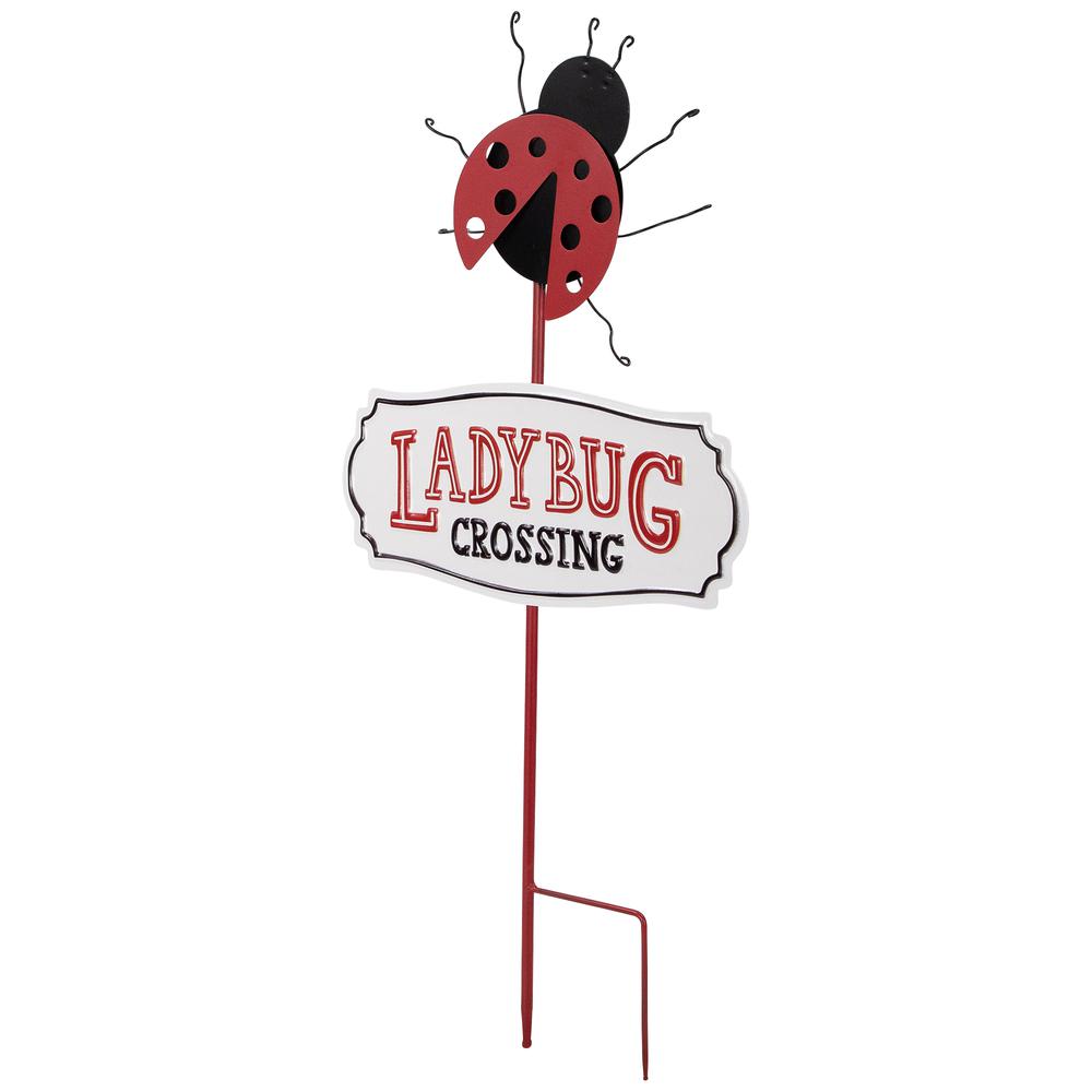Ladybug Crossing Metal Outdoor Garden Stake - 23". Picture 3