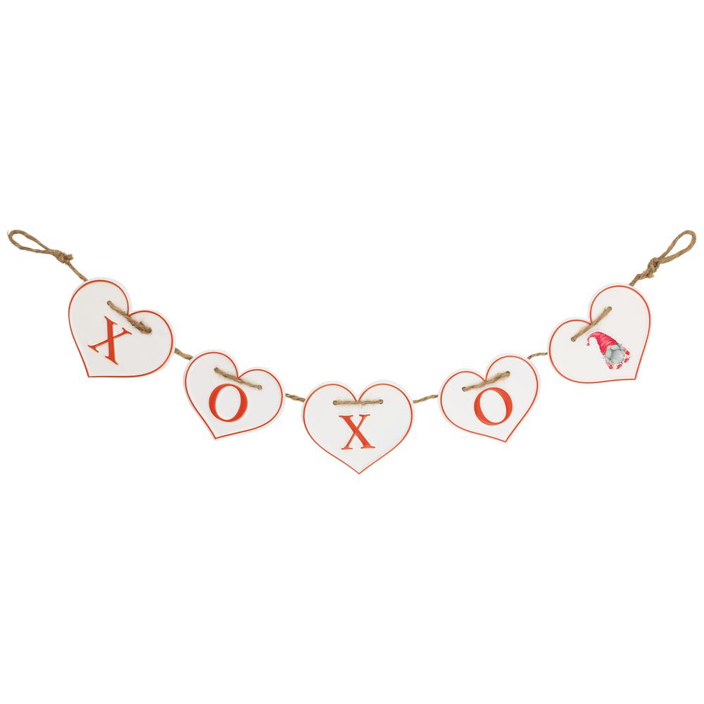 Hearts "XOXO" Valentine's Day Metal Banner - 32" - White and Red. Picture 2