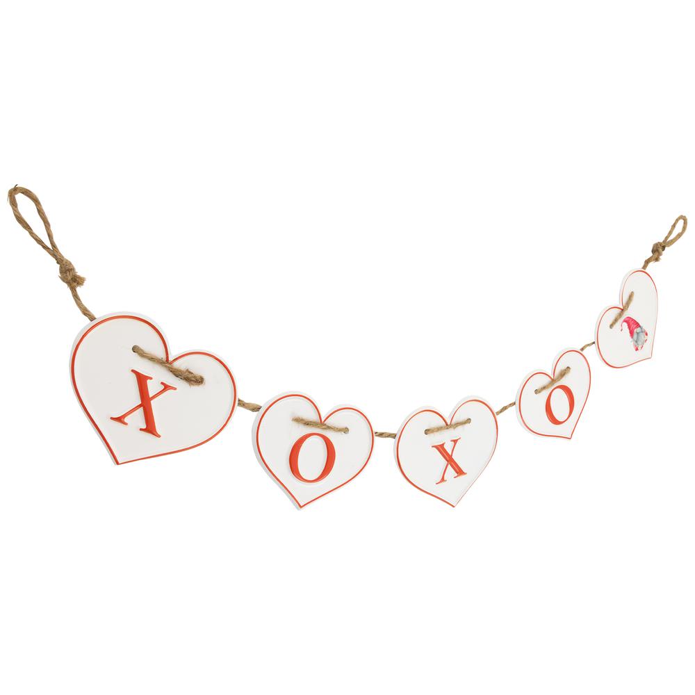 Hearts "XOXO" Valentine's Day Metal Banner - 32" - White and Red. Picture 3