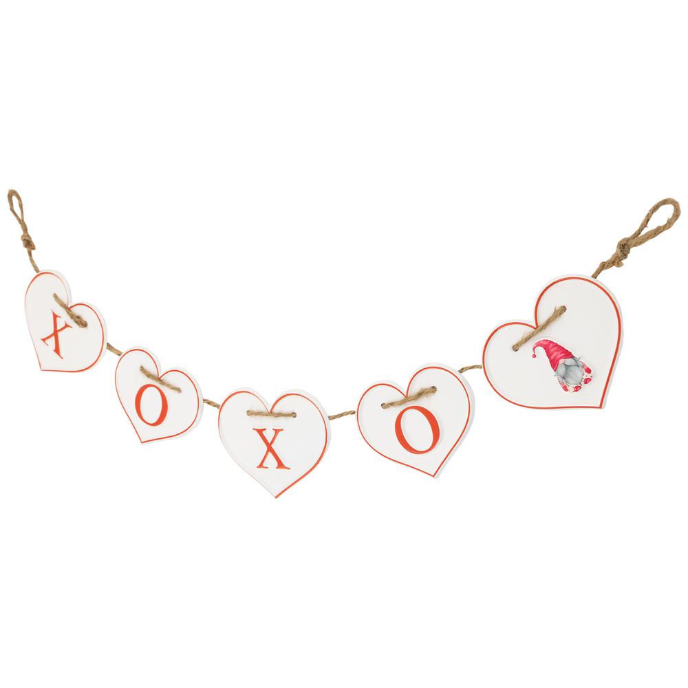 Hearts "XOXO" Valentine's Day Metal Banner - 32" - White and Red. Picture 4